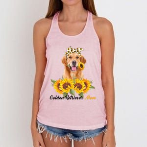 Golden Retriever Mom Sunflower Summer Dog Mom Mama Gift Women's Knotted Racerback Tank