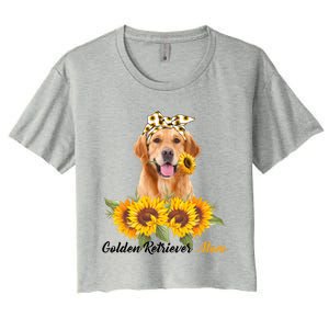 Golden Retriever Mom Sunflower Summer Dog Mom Mama Gift Women's Crop Top Tee