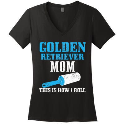 Golden Retriever Mom Dog Hair Funny Golden Retriever Mama Women's V-Neck T-Shirt