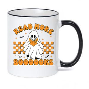 Groovy Read More Books Cute Ghost Retro Halloween Teacher 11oz Black Color Changing Mug