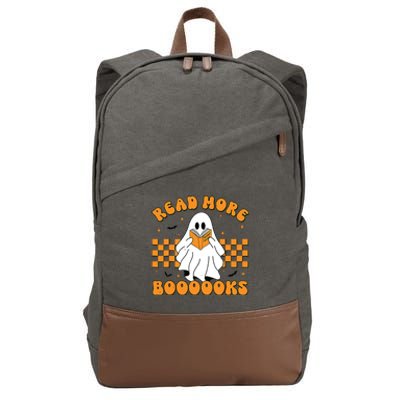 Groovy Read More Books Cute Ghost Retro Halloween Teacher Cotton Canvas Backpack