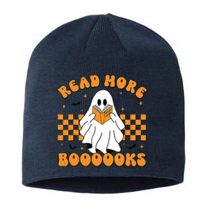 Groovy Read More Books Cute Ghost Retro Halloween Teacher Sustainable Beanie