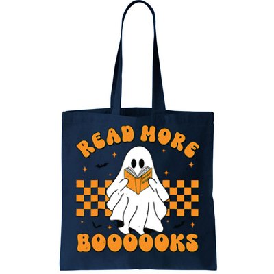 Groovy Read More Books Cute Ghost Retro Halloween Teacher Tote Bag