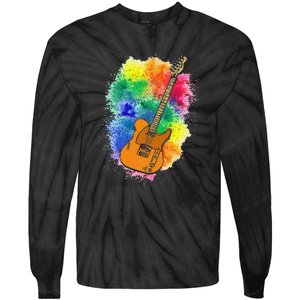 Guitar Rock N Roll Bass Instrument Tie-Dye Long Sleeve Shirt