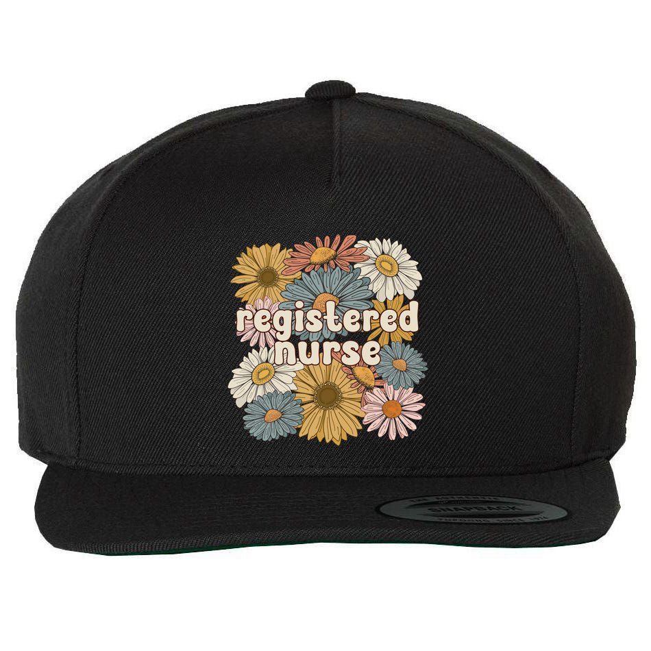 Groovy Registered Nurse Flowers Registered Nursing Gift Wool Snapback Cap