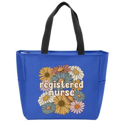 Groovy Registered Nurse Flowers Registered Nursing Gift Zip Tote Bag