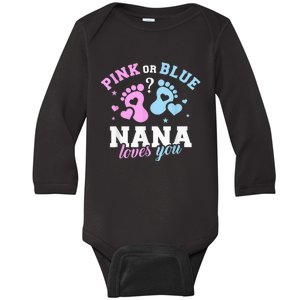 Gender reveal nana grandma Baby Long Sleeve Bodysuit