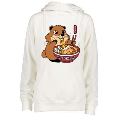 Groundhog Ramen Noodles Womens Funnel Neck Pullover Hood