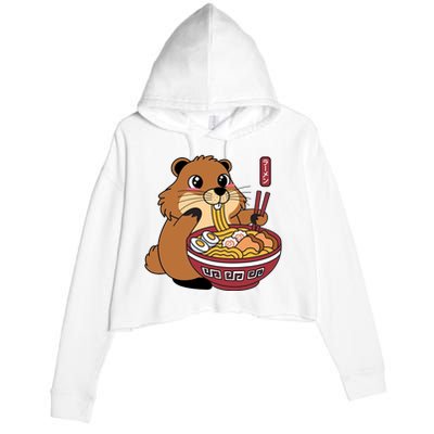 Groundhog Ramen Noodles Crop Fleece Hoodie