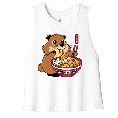 Groundhog Ramen Noodles Women's Racerback Cropped Tank