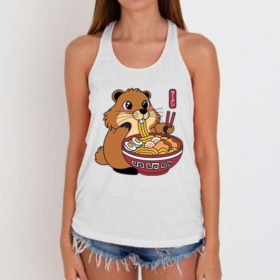 Groundhog Ramen Noodles Women's Knotted Racerback Tank