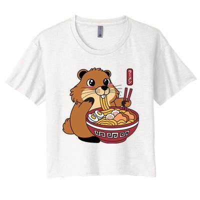 Groundhog Ramen Noodles Women's Crop Top Tee