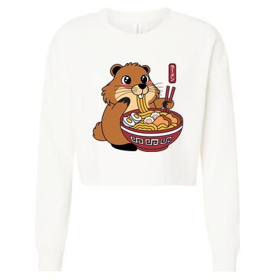 Groundhog Ramen Noodles Cropped Pullover Crew