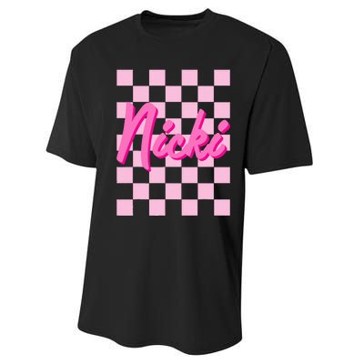 Girl Retro Nicki First Name Personalized Groovy Birthday Performance Sprint T-Shirt