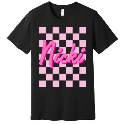 Girl Retro Nicki First Name Personalized Groovy Birthday Premium T-Shirt