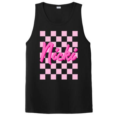 Girl Retro Nicki First Name Personalized Groovy Birthday PosiCharge Competitor Tank