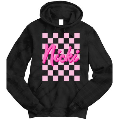 Girl Retro Nicki First Name Personalized Groovy Birthday Tie Dye Hoodie