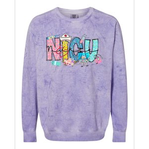 Groovy Retro NICU Nurse L&D Neonatal Medical Staffs Colorblast Crewneck Sweatshirt