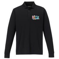 Groovy Retro NICU Nurse L&D Neonatal Medical Staffs Performance Long Sleeve Polo