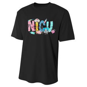 Groovy Retro NICU Nurse L&D Neonatal Medical Staffs Performance Sprint T-Shirt