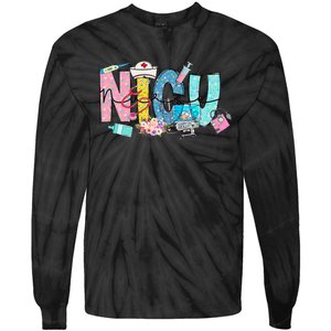 Groovy Retro NICU Nurse L&D Neonatal Medical Staffs Tie-Dye Long Sleeve Shirt