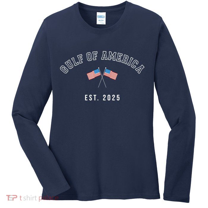 Gulf Retro Of America Est 2025 Usa American Flag Ladies Long Sleeve Shirt