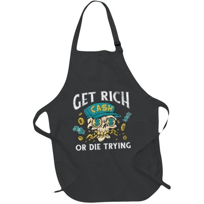 Get Rich Or Die Trying Money Hustle Hustler Cash Dollars Full-Length Apron With Pockets