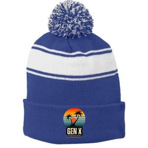 Genx Raised On Hose Water And Neglect Stripe Pom Pom Beanie