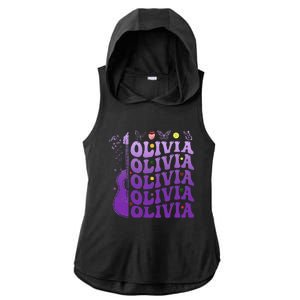 Girl Retro Olivia First Name Personalized Ladies PosiCharge Tri-Blend Wicking Draft Hoodie Tank