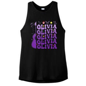 Girl Retro Olivia First Name Personalized Ladies PosiCharge Tri-Blend Wicking Tank