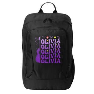 Girl Retro Olivia First Name Personalized City Backpack