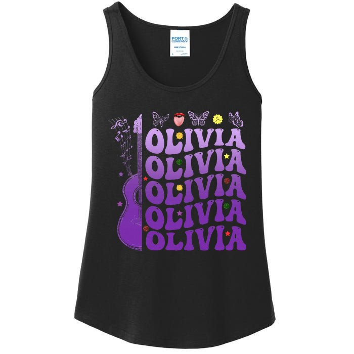 Girl Retro Olivia First Name Personalized Ladies Essential Tank