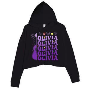 Girl Retro Olivia First Name Personalized Crop Fleece Hoodie