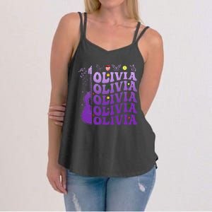 Girl Retro Olivia First Name Personalized Women's Strappy Tank