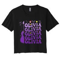 Girl Retro Olivia First Name Personalized Women's Crop Top Tee