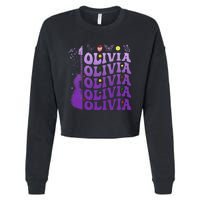 Girl Retro Olivia First Name Personalized Cropped Pullover Crew