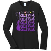 Girl Retro Olivia First Name Personalized Ladies Long Sleeve Shirt