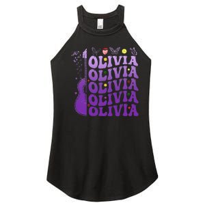 Girl Retro Olivia First Name Personalized Women's Perfect Tri Rocker Tank