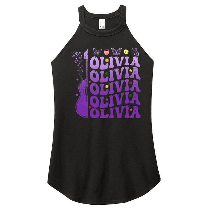 Girl Retro Olivia First Name Personalized Women's Perfect Tri Rocker Tank