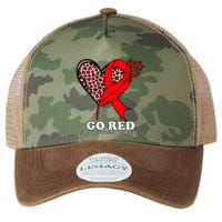 Go Red October Heart Disease Awareness Heart Leopard Ribbon Legacy Tie Dye Trucker Hat