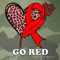 Go Red October Heart Disease Awareness Heart Leopard Ribbon Legacy Tie Dye Trucker Hat