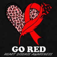Go Red October Heart Disease Awareness Heart Leopard Ribbon Ladies PosiCharge Tri-Blend Wicking Tank
