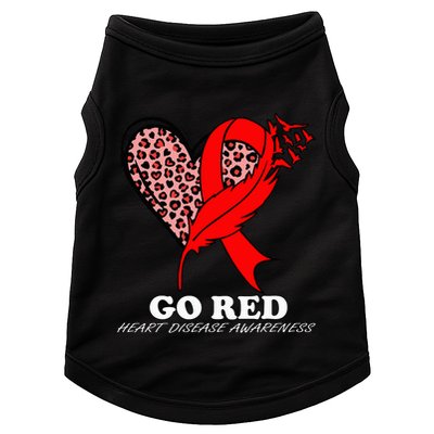Go Red October Heart Disease Awareness Heart Leopard Ribbon Doggie Tank