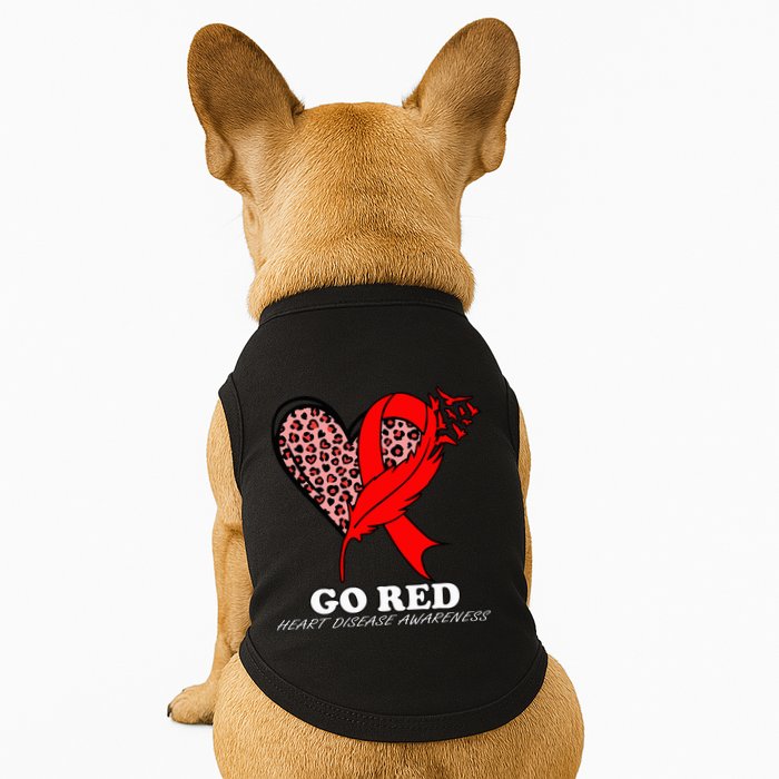 Go Red October Heart Disease Awareness Heart Leopard Ribbon Doggie Tank