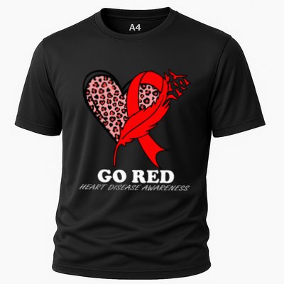 Go Red October Heart Disease Awareness Heart Leopard Ribbon Performance Shirt