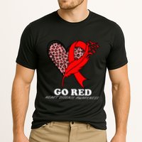 Go Red October Heart Disease Awareness Heart Leopard Ribbon Performance Shirt