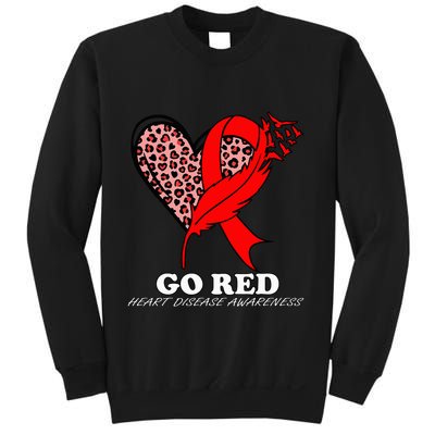 Go Red October Heart Disease Awareness Heart Leopard Ribbon Sweatshirt