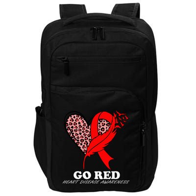 Go Red October Heart Disease Awareness Heart Leopard Ribbon Impact Tech Backpack