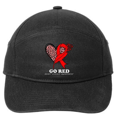 Go Red October Heart Disease Awareness Heart Leopard Ribbon 7-Panel Snapback Hat