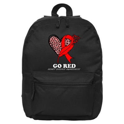 Go Red October Heart Disease Awareness Heart Leopard Ribbon 16 in Basic Backpack